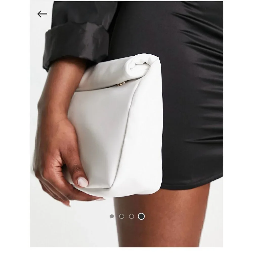 ASOS Design Roll Top Clutch Bag White
